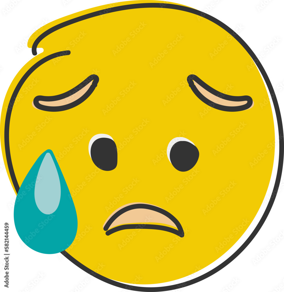 Anxious emoji with sweat. Concerned emoticon with sweat dripping down