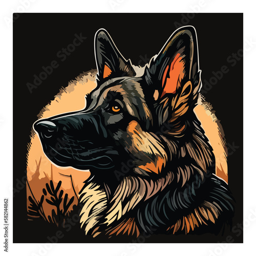 Shepherd Dog Flat Icon Isolated On White Background