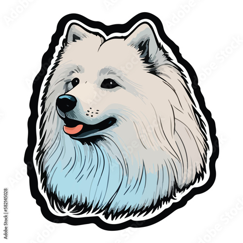 Samoyed Laika Flat Icon Isolated On White Background
