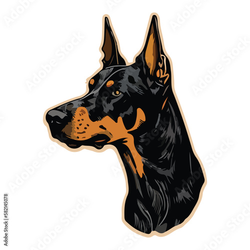 Doberman Flat Icon Isolated On White Background