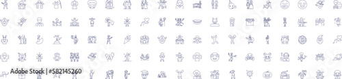 Party people line icons signs set. Design collection of Festive, revelers, merrymakers, attendants, celebrants, guests, invitees, merry goers outline concept vector illustrations