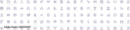 Business partners line icons signs set. Design collection of Partners, Business, Collaborators, Associates, Investment, Shareholders, Stakeholders, Investors outline concept vector illustrations
