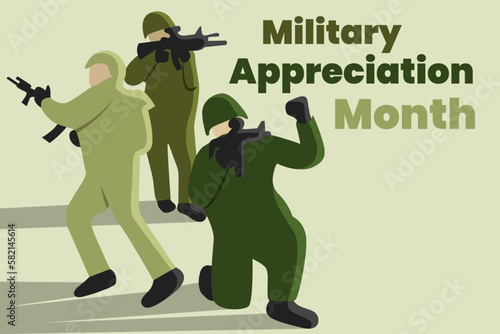 Illustration vector graphic of military appreciation month. Good for poster