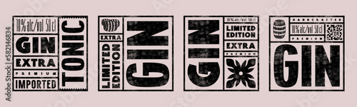 Set of template square label for gin tonic