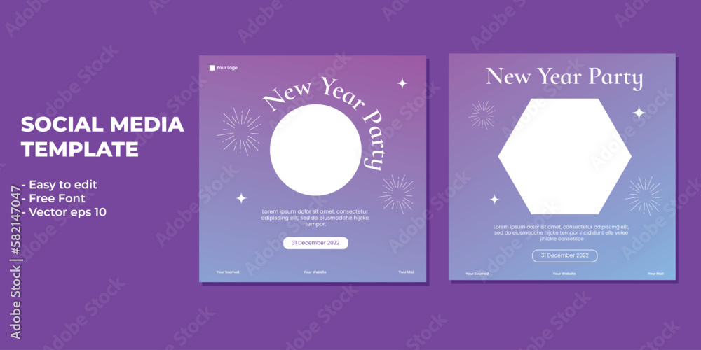 Fototapeta premium Happy New Years 2023 poster. 6 unique and colorful template free download.