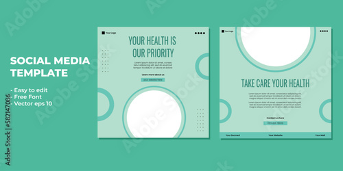 Medical healthcare service social media post template design. Hospital, doctor, clinic and dentist health business promotion flyer poster.