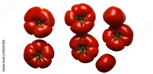 Red tomatoes isolated png on white background. Generative Ai