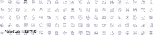 Search engine marketing line icons signs set. Design collection of SEM, SEO, Advertising, Analytics, Traffic, PPC, CTR, CPC outline concept vector illustrations