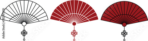 Asian fans in different colors