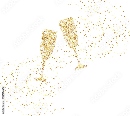 Glittering gold glitter glasses, vector