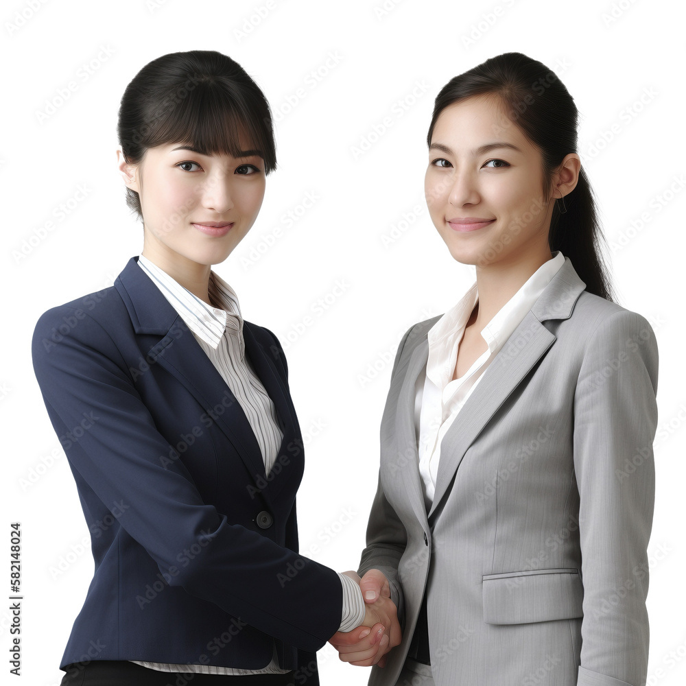 genrative ai Two business women shaking hands generative ai model transparent backgrounds genrative ai Two business women shaking hands generative ai model transparent backgrounds