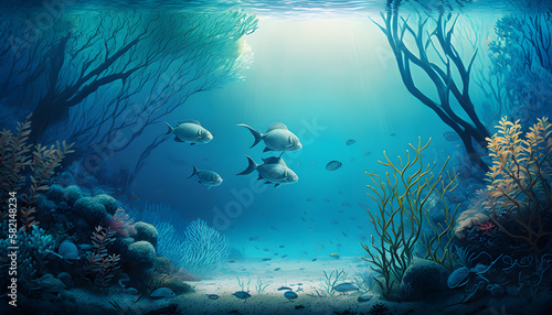 bottom of the sea, a tranquil background representing calm, trnquility and peace of mind photo