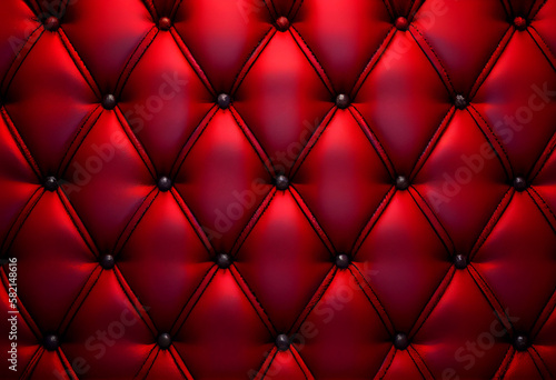 Red luxury smooth shiny leather capitone background texture  for wallpaper or header.