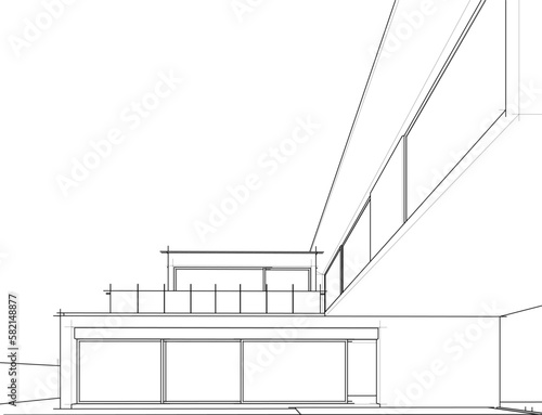 architectural sketch of a house