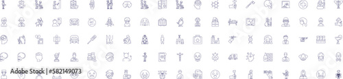 Psychiatry and medicine line icons signs set. Design collection of psychiatry, medicine, mental, health, illness, disorder, therapy, treatment outline concept vector illustrations