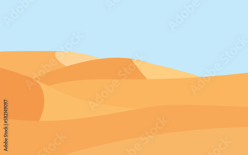 Vector illustration of a desert and blue sky. Simple nature landscape vector background suitable for social media  mobile app  web and advertising.