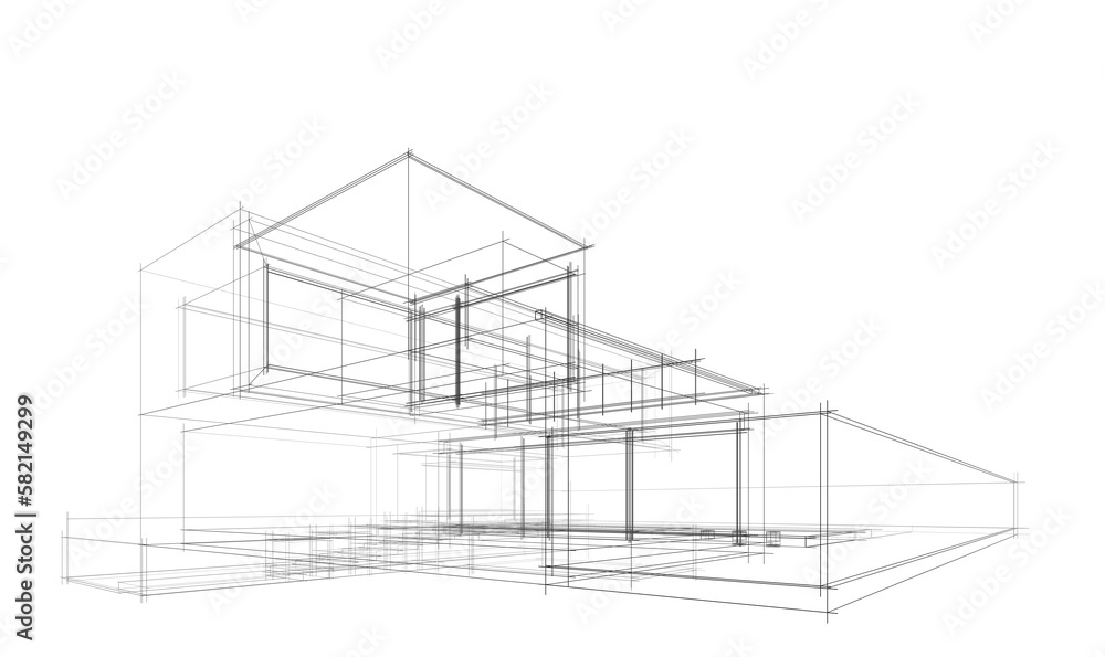 architectural 3d sketch of a house