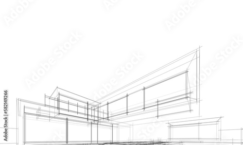 architectural 3d sketch of a house