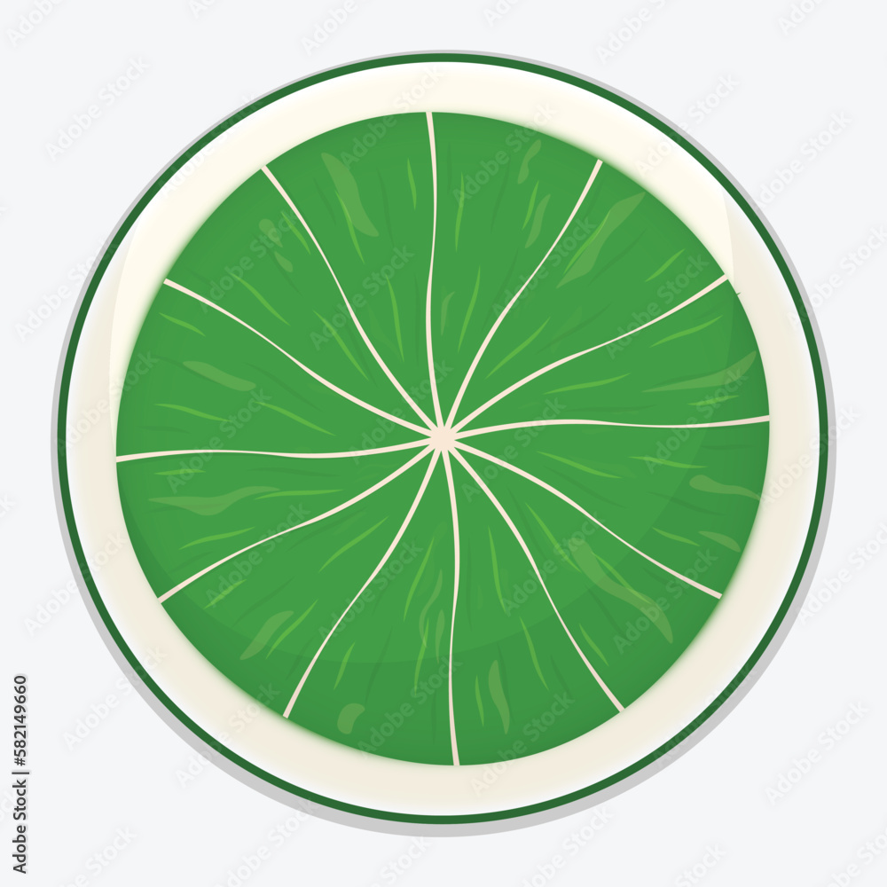 Fresh lime slice with shadow isolated on white, Vector flat illustration Fresh lime slice with shadow isolated on white, Vector flat illustration