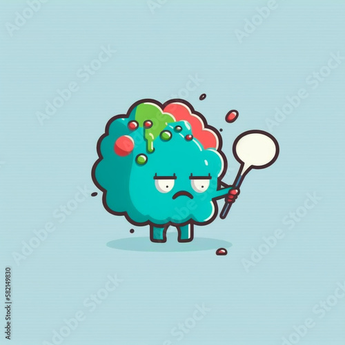 Cute brain, the thought of living creatures, common sense, premium vector illustration, simple, smooth, flat cartoon design, Generative AI