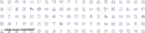 Portfolio line icons signs set. Design collection of Portfolio, Investment, Assets, Funds, Risk, Returns, Securities, Holdings outline concept vector illustrations