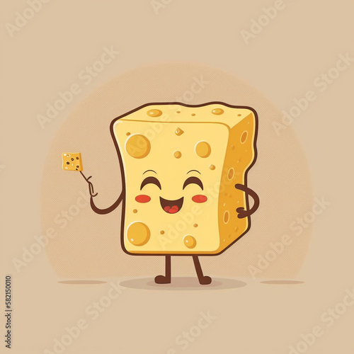 Cute cheese, sweet food that is favored by people, premium vector illustration, simple, smooth, flat cartoon design, Generative AI