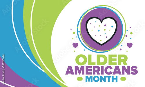 Older Americans Month. Celebrated in May in the United States. National Month of observance for Older Americans. Poster, card, banner and background. Vector illustration
