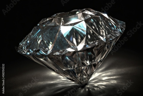 A stunning close-up of a grey diamond showcasing its intricate texture against a black background. Generated by AI.