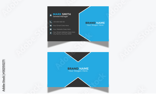 Double-sided Horizontal Name card Simple and Clean Blue and Black Visiting Card Vector illustration Business Card