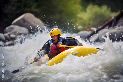 man rafting in the river