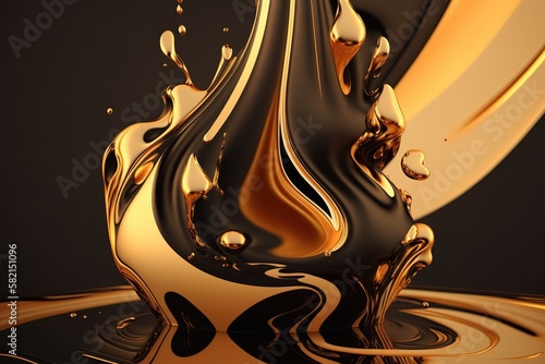Luxury gold and black liquid background fluid splas, GENERATIVE AI