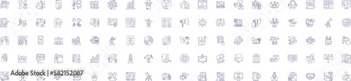 Project line icons signs set. Design collection of Development, Planning, Management, Construction, Planning, Implementation, Design, Delivery outline concept vector illustrations
