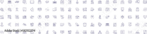 Scientific laboratory line icons signs set. Design collection of Scientific, Laboratory, Testing, Research, Instruments, Experiments, Chemicals, Analysis outline concept vector illustrations