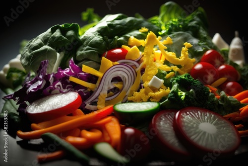 Close-up of a salad - Generative ai Illustration photo
