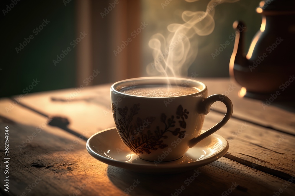 Illustration of a cup of cappucino - Created with generative ai Illustration of a cup of cappucino - Created with generative ai