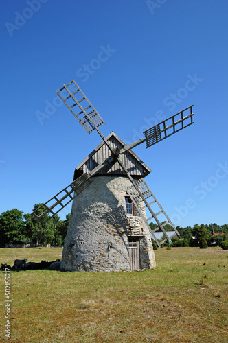 Sweden, old and historical windmill of Faro