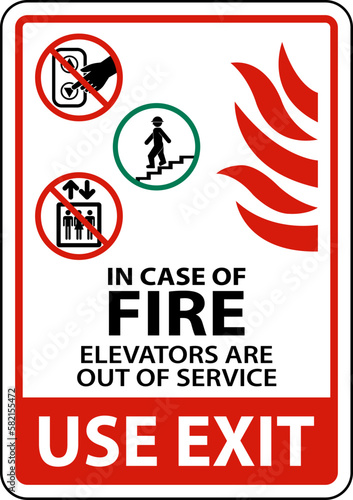Fire Symbol Do Not Use Elevators, Use Stairs Symbols