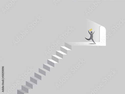 Feeling A001 life stair with success shows the joy when people achieved the goal vector illustration graphic EPS 10