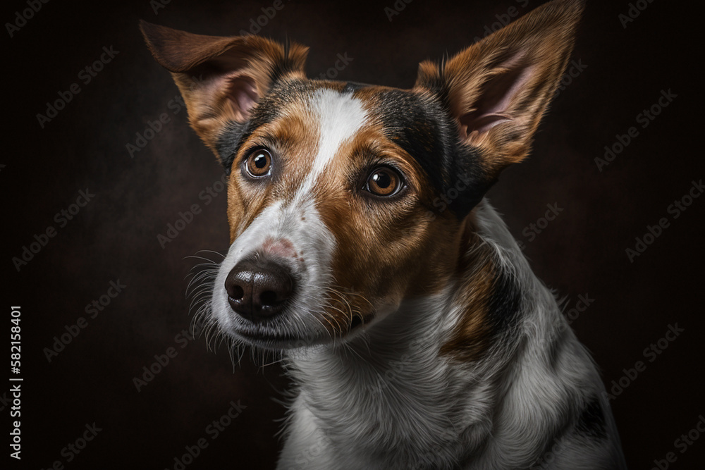 Adorable Fox Terrier Dog on a Dark Background: A Perfect Display of Playful and Energetic Breed Traits