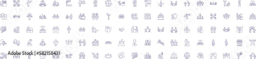 Professional society line icons signs set. Design collection of Society, Professional, Network, Association, Community, Membership, Organization, Group outline concept vector illustrations