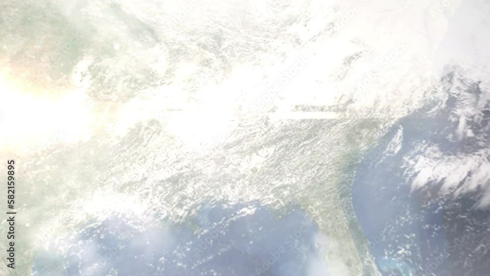Earth zoom in from outer space to city. Zooming on Alabaster, Alabama, USA. The animation continues by zoom out through clouds and atmosphere into space. Images from NASA Earth zoom in from outer space to city. Zooming on Alabaster, Alabama, USA. The animation continues by zoom out through clouds and atmosphere into space. Images from NASA