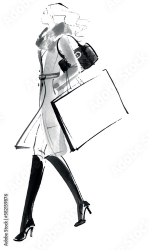 Vector woman illustration. vector designs for printing on products.  You can print on t-shirts, Sweatshirts, posters, mugs, bags, pillowcases ...