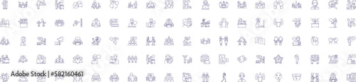 Communication line icons signs set. Design collection of Speech, Writing, Listening, Signals, Conversation, Networking, Conversation, Expression outline concept vector illustrations