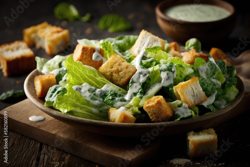 Obraz na płótnie caesar salad - Illustration created with Generative ai w salonie