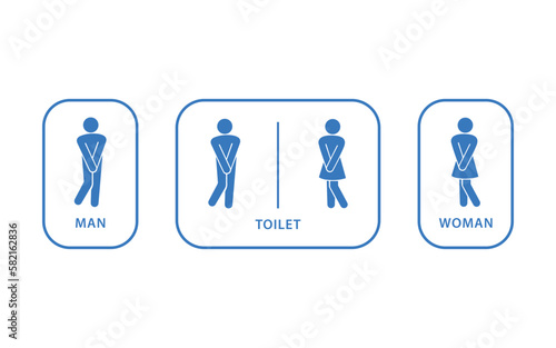 Funny toilet signs vector illustration. Man and woman restroom icon. Icon design isolated on white background.