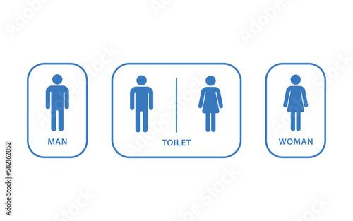 Toilet signs vector illustration. Man and woman restroom icon. Icon design isolated on white background.