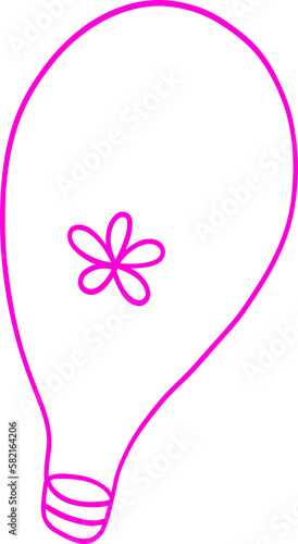 Pink doodle lamp with flowers