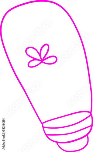 Pink doodle lamp with flowers