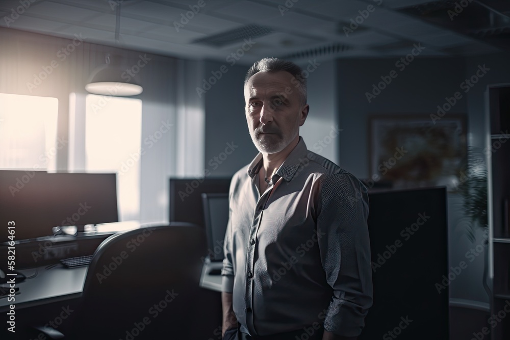 Portrait of an Business Man in Business Casual with an Office Background (Generative AI) Portrait of an Business Man in Business Casual with an Office Background (Generative AI)
