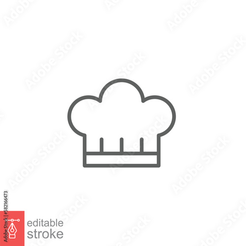 Chef hat line icon. Simple outline style. Toque, chef, cook, table, restaurant concept. Vector illustration isolated on white background. Editable stroke EPS 10.